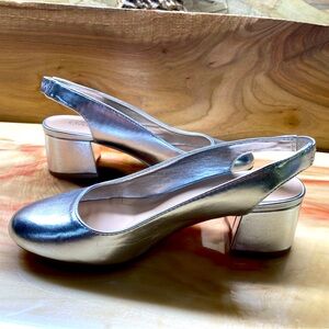 City Classified Silver Low Heel Slip On Sandal